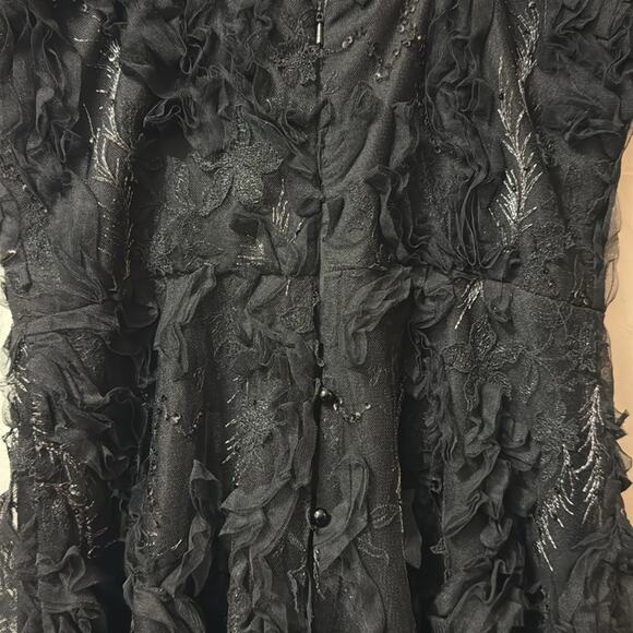 Rickie Freeman Teri Jon Black Gown Floral Strap Sleeveless Maxi Size 10 - Picture 4 of 7